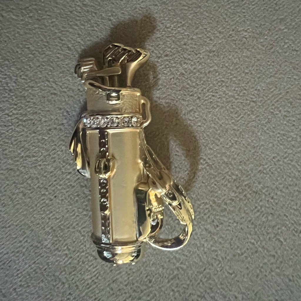 Vintage Ajc Golf Club Gold Tone Rhinestone Golf Club Brooch 25$